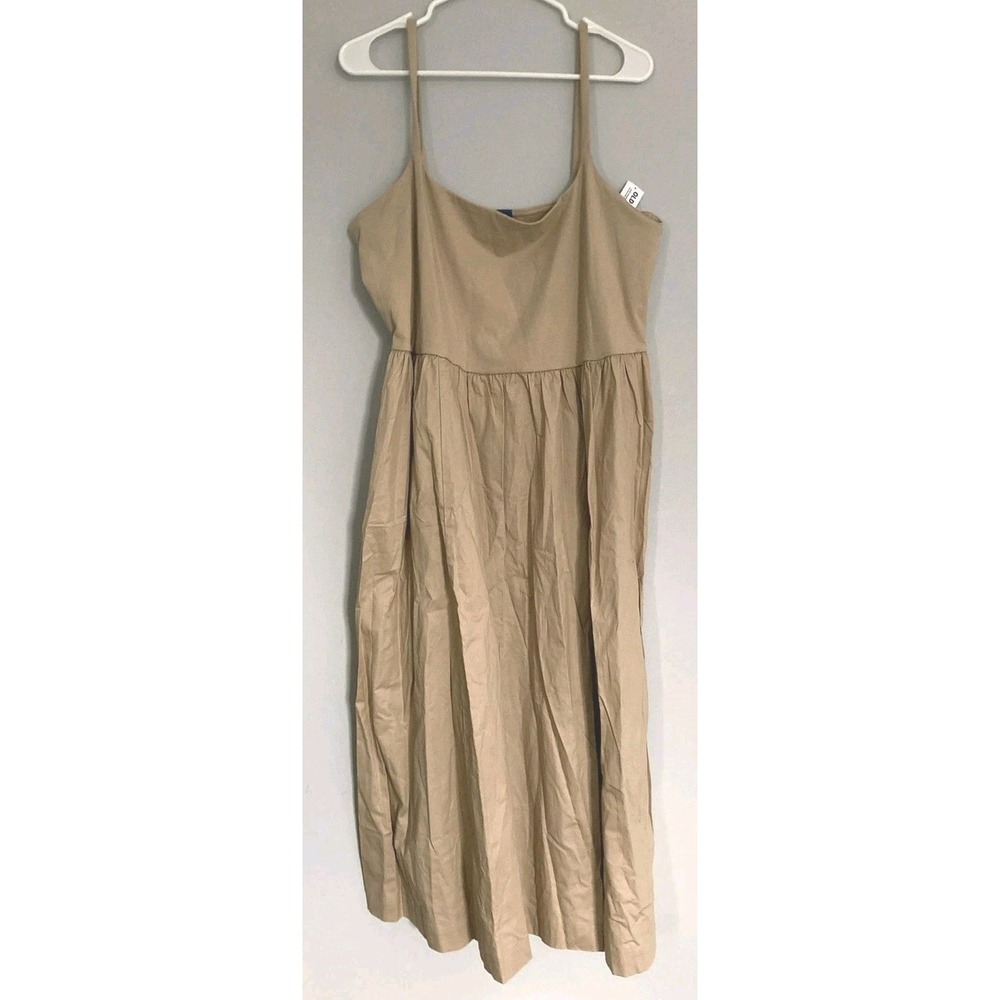 Old Navy Dress Women 2X Beige Sundress Midi Baby Doll Scoop Neck Cotton Plus NWT